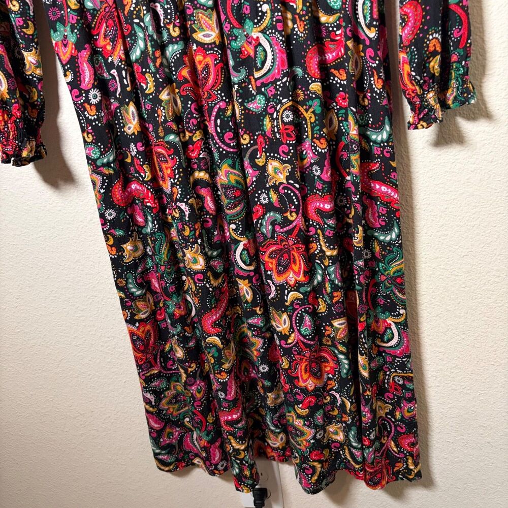 Croft & Barrow Dress Women's Long Medium Sheath Long Sleeve Colorful Artsy - Picture 4 of 8